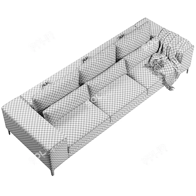 Elegant Camille 3-Seater Sofa 3D model image 4