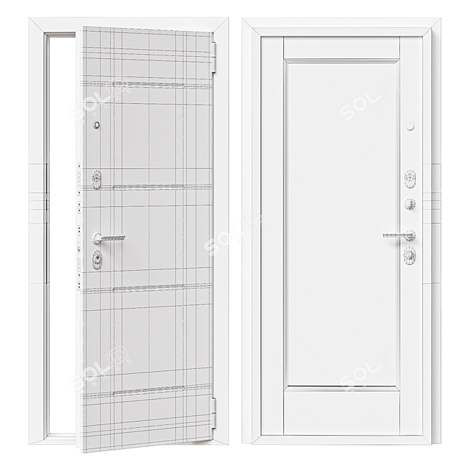 Bravo 7 Metal Entry Door 3D model image 3