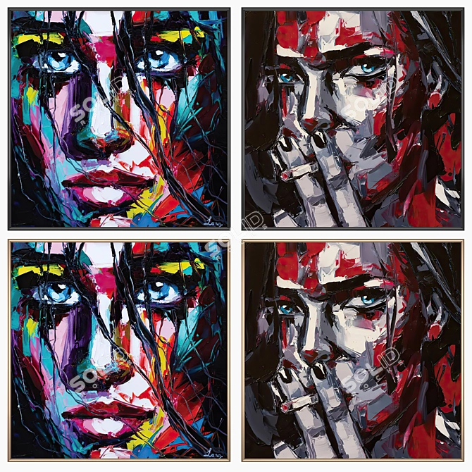 Gallery Art Set with Frames 3D model image 2