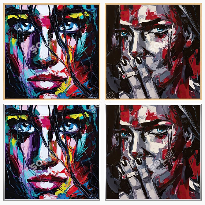 Gallery Art Set with Frames 3D model image 3