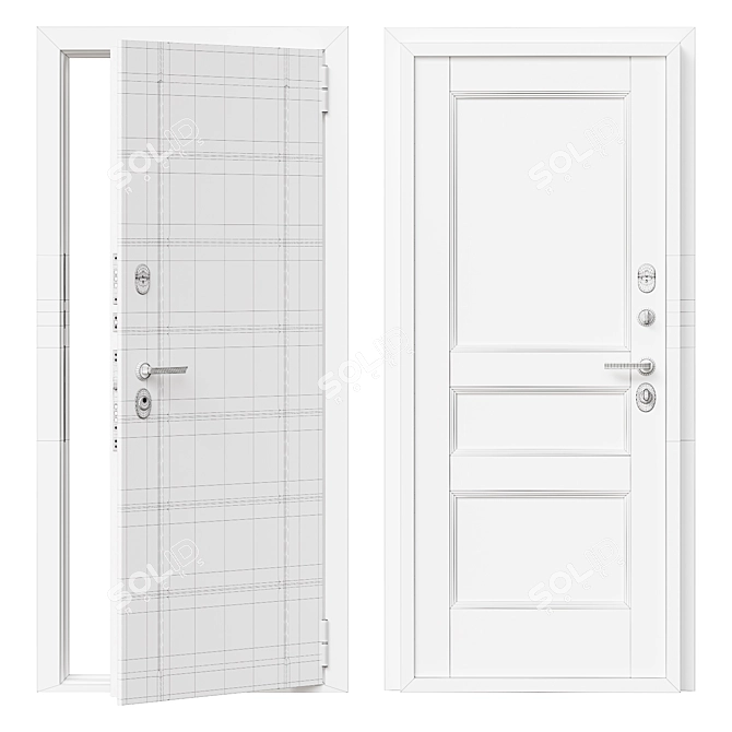 Bravo 8 Metal Entry Door 3D model image 2