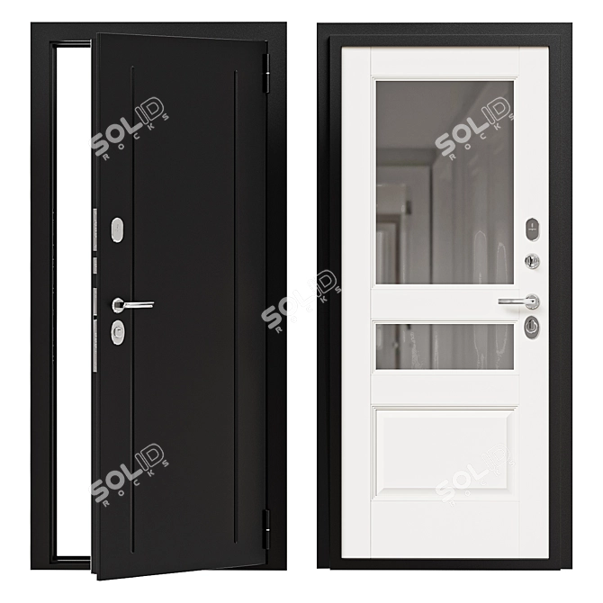 Modern Metal Entry Door Bravo 3D model image 1