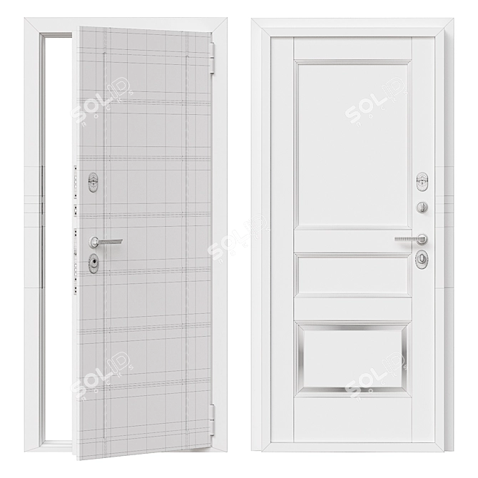 Modern Metal Entry Door Bravo 3D model image 2