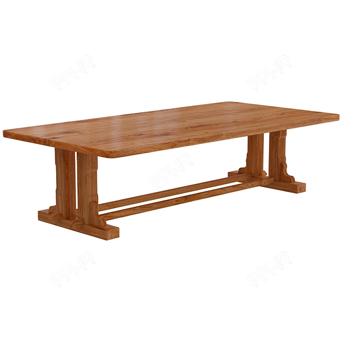 Solid Wood Loft Dining Table 3D model image 2