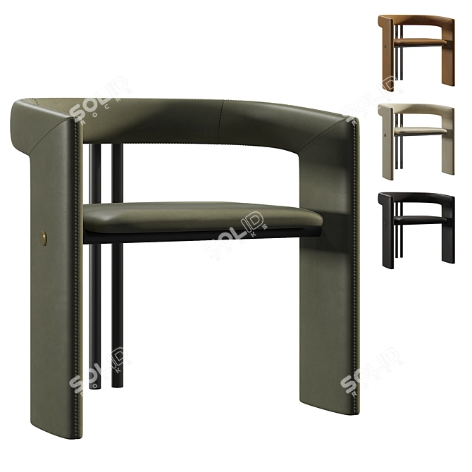 Sleek Leather Metal Chair Lucas 3D model image 1