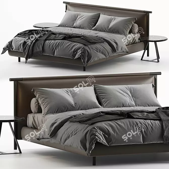 Italian Luxury Bed Nathan 3D model image 2