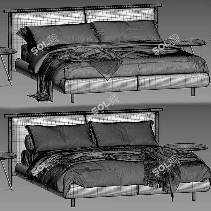 Italian Luxury Bed Nathan 3D model image 7