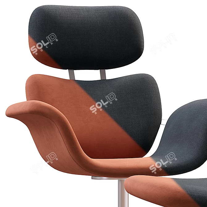 Elegance Tulip Chair with Ottoman 3D model image 3