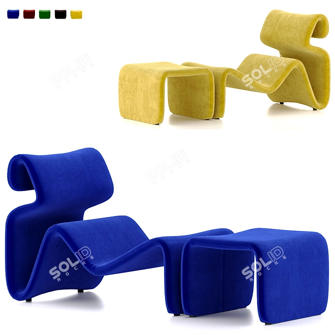 Etcetera Lounge Set with Footstool 3D model image 1