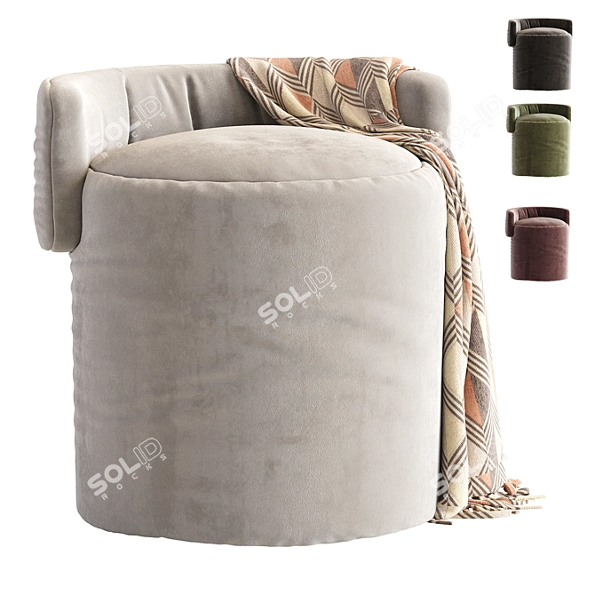Modern Love Seat Pouf Rugiano 3D model image 1
