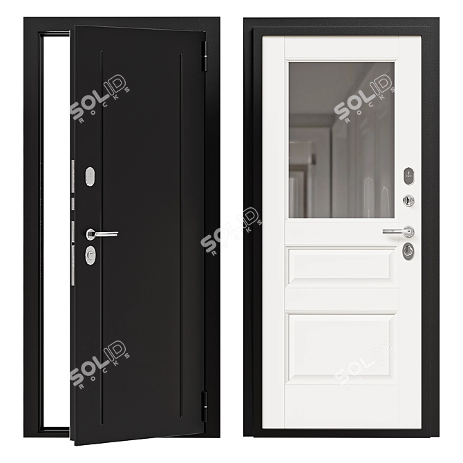 Bravo 10 Metal Entry Door 3D model image 1