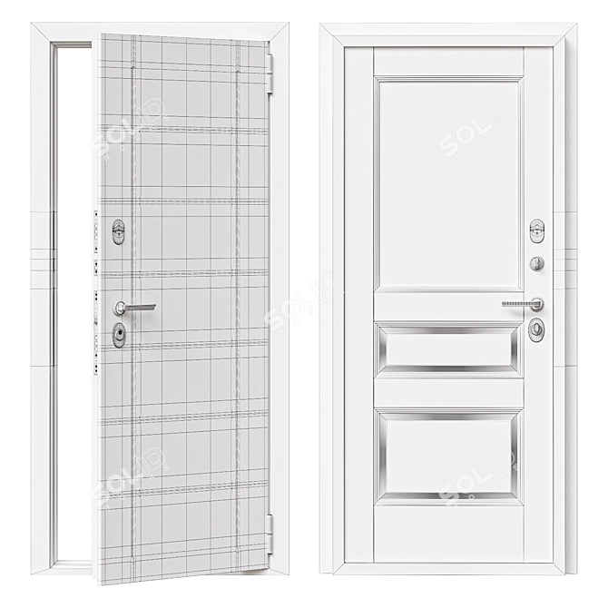 Bravo 10 Metal Entry Door 3D model image 2