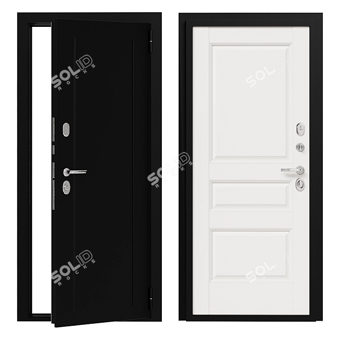 Bravo 11 Metal Entry Door 3D model image 1