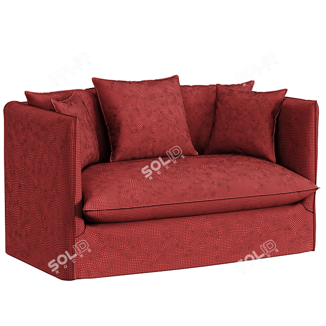 French Linen Beige Sofa Cover 3D model image 6