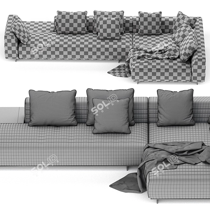 Contemporary Minotti Roger Sofa 12 3D model image 4