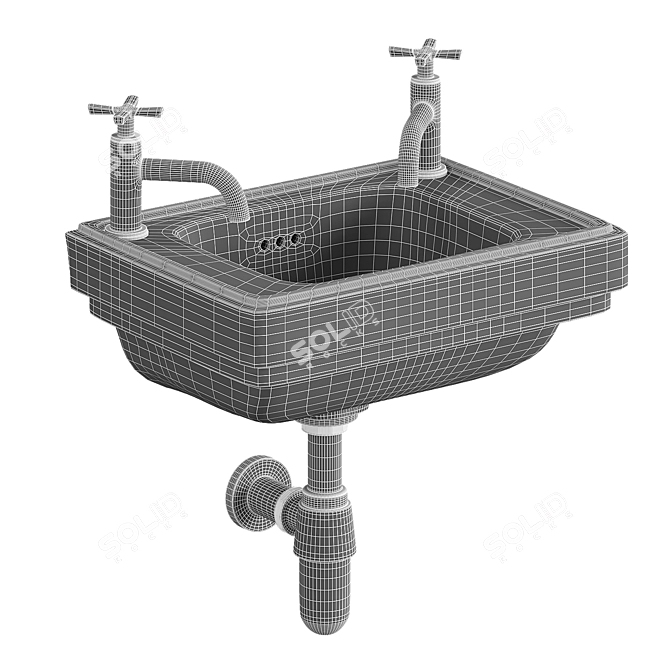 Burlington Riviera 2TH Washbasin 3D model image 4