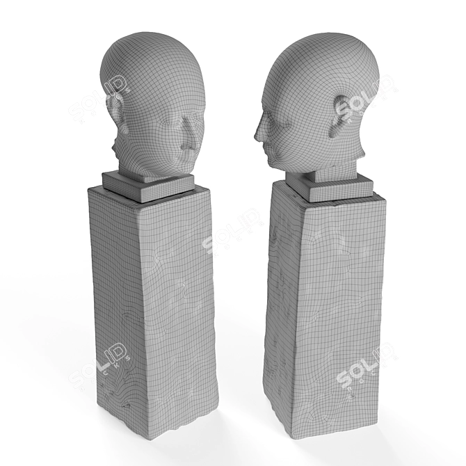 Egyptian Head Sculpture in Metal & Marble 3D model image 6