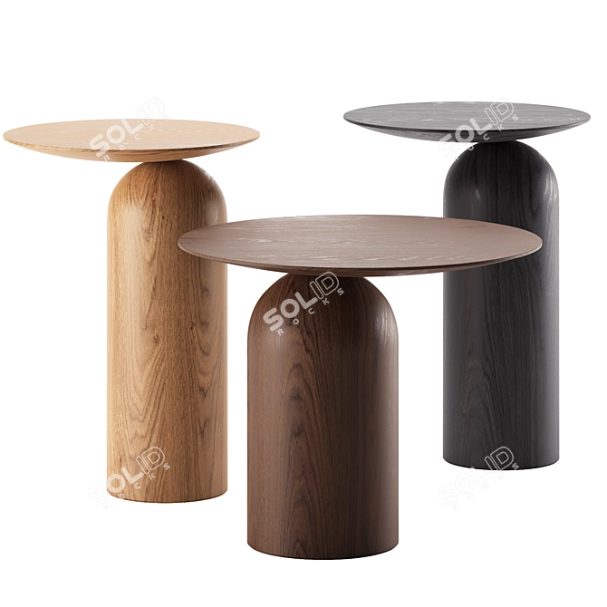 Modern Discoid Side Tables Pair 3D model image 1