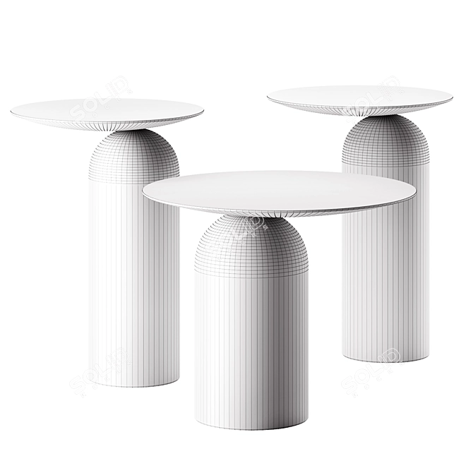 Modern Discoid Side Tables Pair 3D model image 2