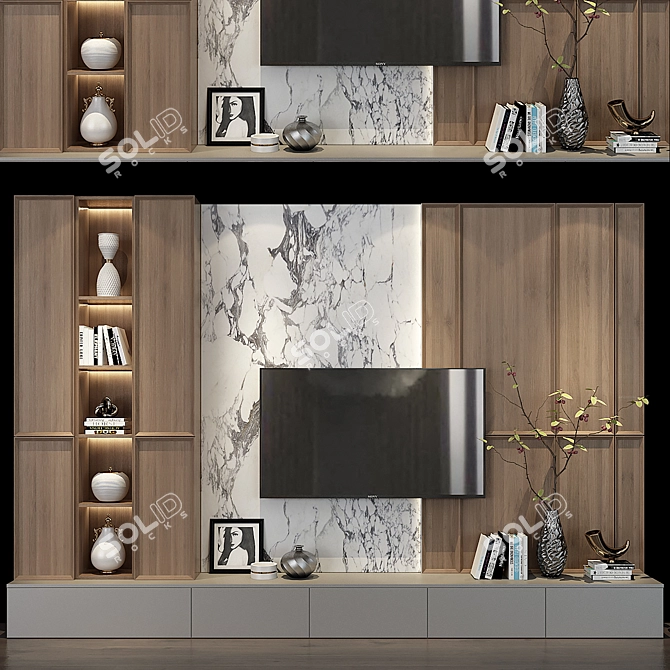 Sleek TV Wall Decor Shelf 3D model image 1