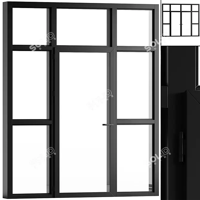 Panoramic Glass Windows with Door 3D model image 1