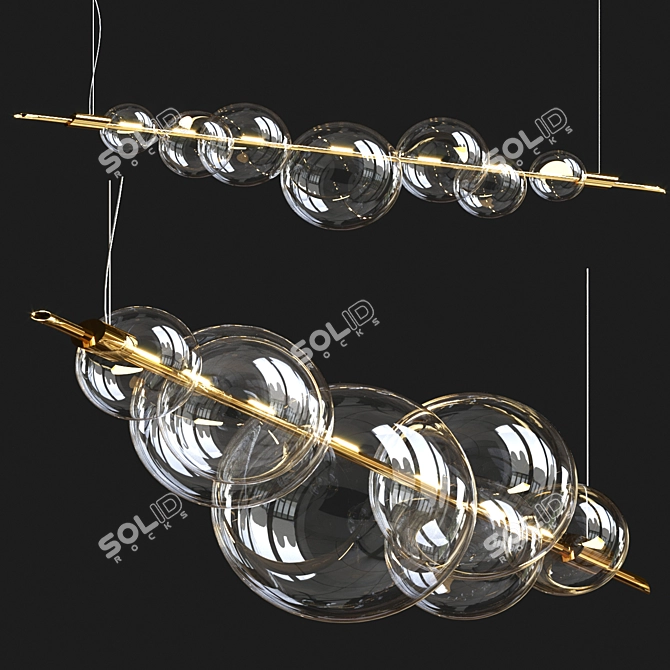 Brass Blown Glass Chandelier 3D model image 1