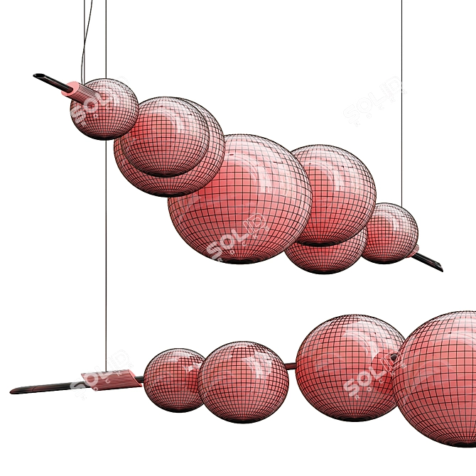 Brass Blown Glass Chandelier 3D model image 2