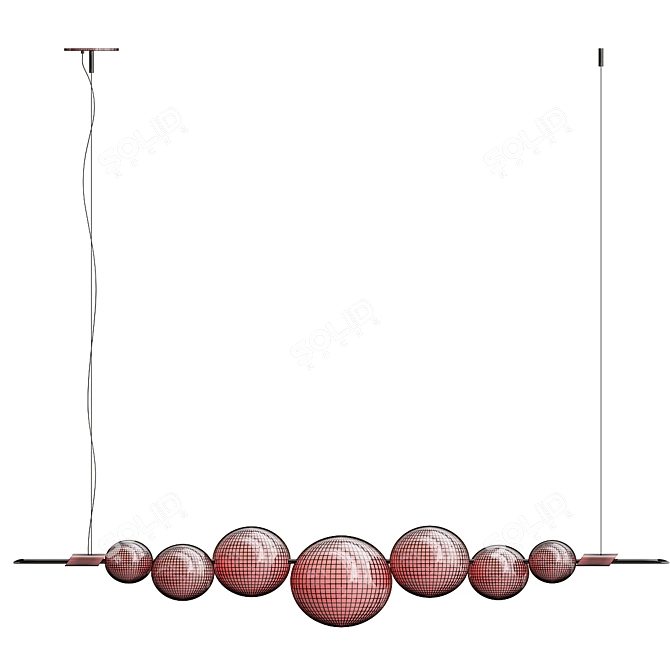 Brass Blown Glass Chandelier 3D model image 3