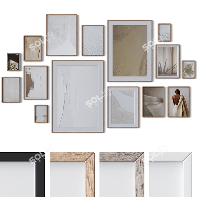 15 Large Wall Paintings Set 3D model image 1