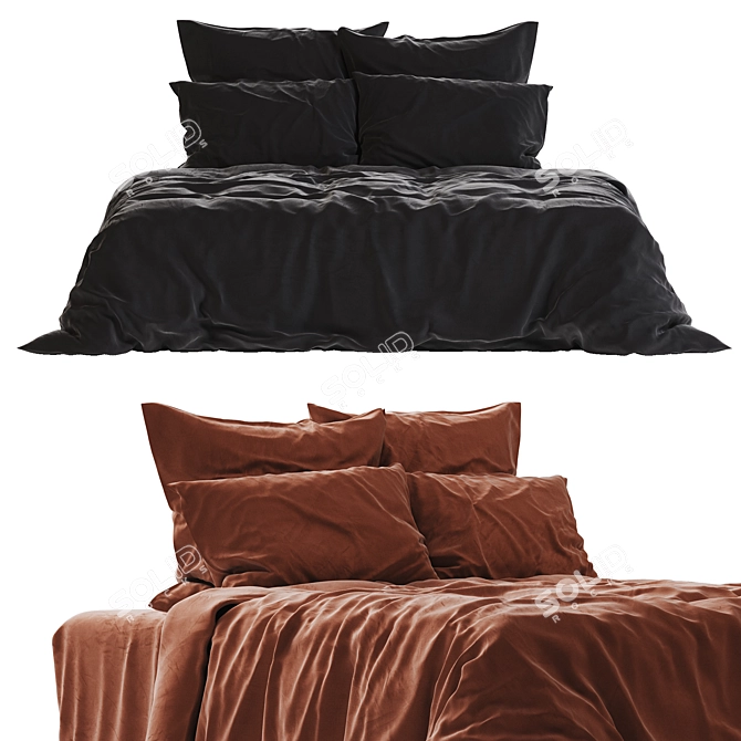 Linen Bedding Set | Customizable Colors 3D model image 2