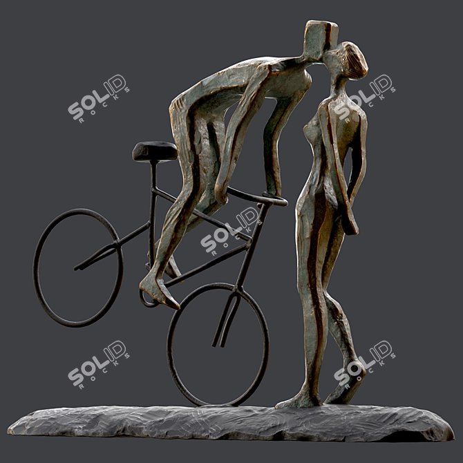 Romantic Cyclist Handmade Statue Art 3D model image 1