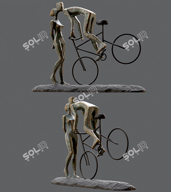 Romantic Cyclist Handmade Statue Art 3D model image 3