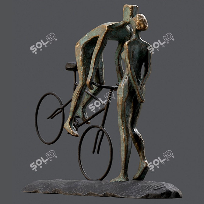 Romantic Cyclist Handmade Statue Art 3D model image 4