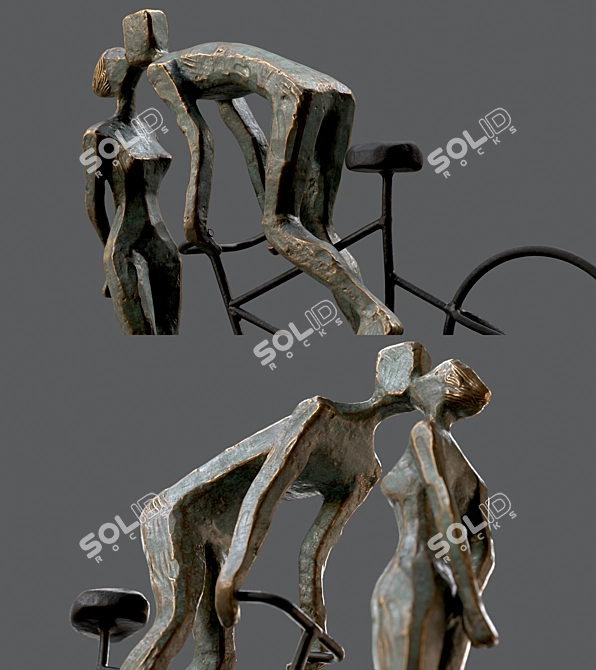 Romantic Cyclist Handmade Statue Art 3D model image 5