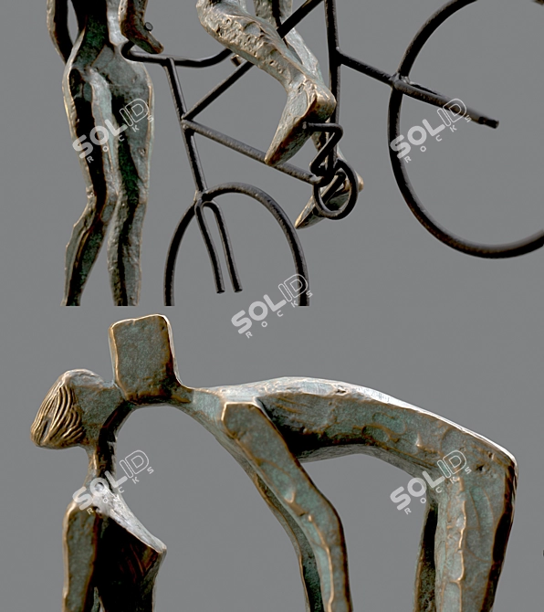 Romantic Cyclist Handmade Statue Art 3D model image 6