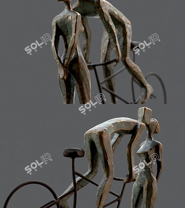 Romantic Cyclist Handmade Statue Art 3D model image 12