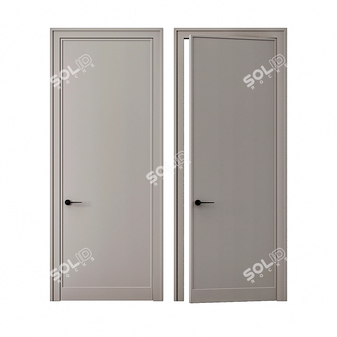 Modern Minimalist Artline 4 Door 3D model image 4