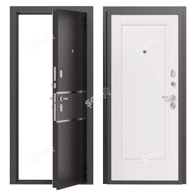 Bravo 16 Metal Entry Door 3D model image 1