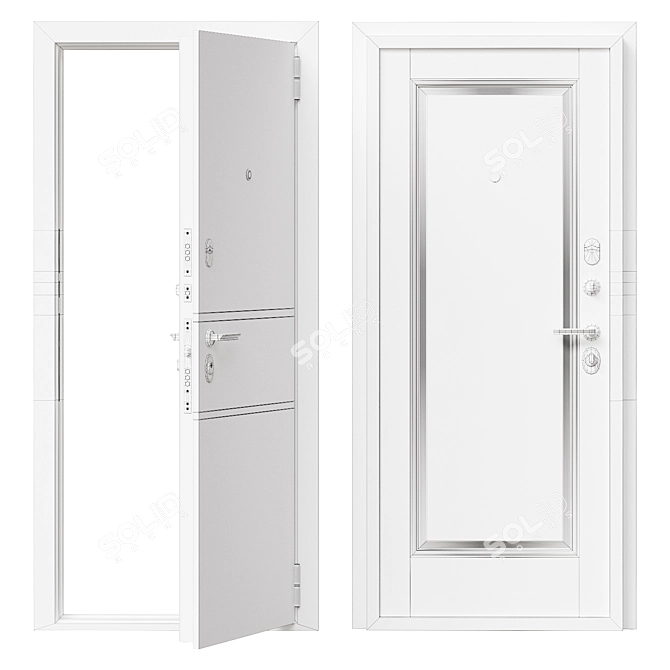 Bravo 16 Metal Entry Door 3D model image 2