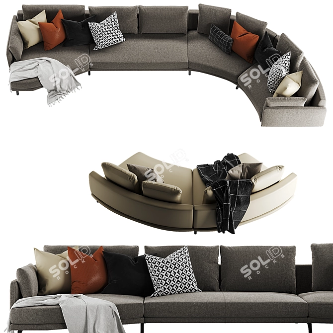 Modern Etienne Sofa Comp.I 3D model image 1