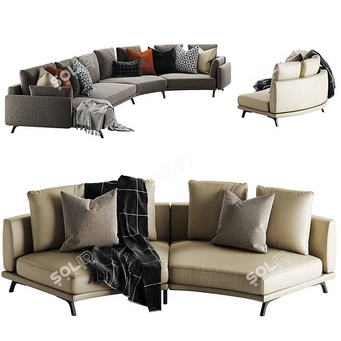 Modern Etienne Sofa Comp.I 3D model image 2
