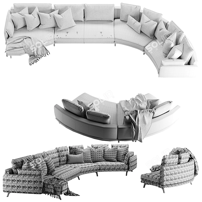 Modern Etienne Sofa Comp.I 3D model image 6