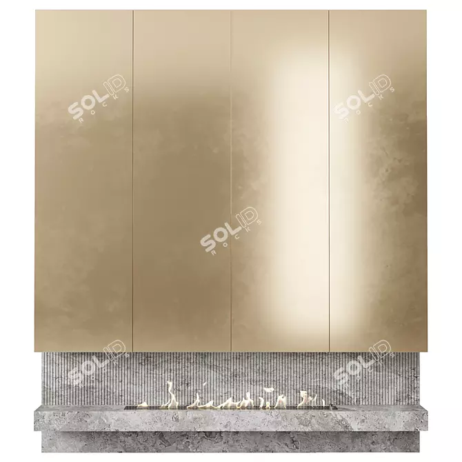 Tall and Wide Bio Fireplace 3D model image 1