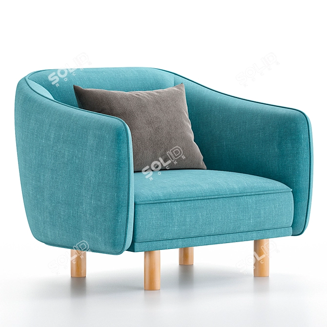 Modern Ocean Blue Accent Chair 3D model image 1