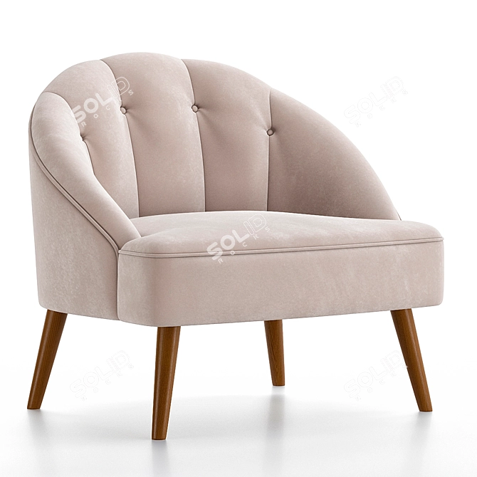 Modern Velvet Armchair 3D Model 3D model image 1