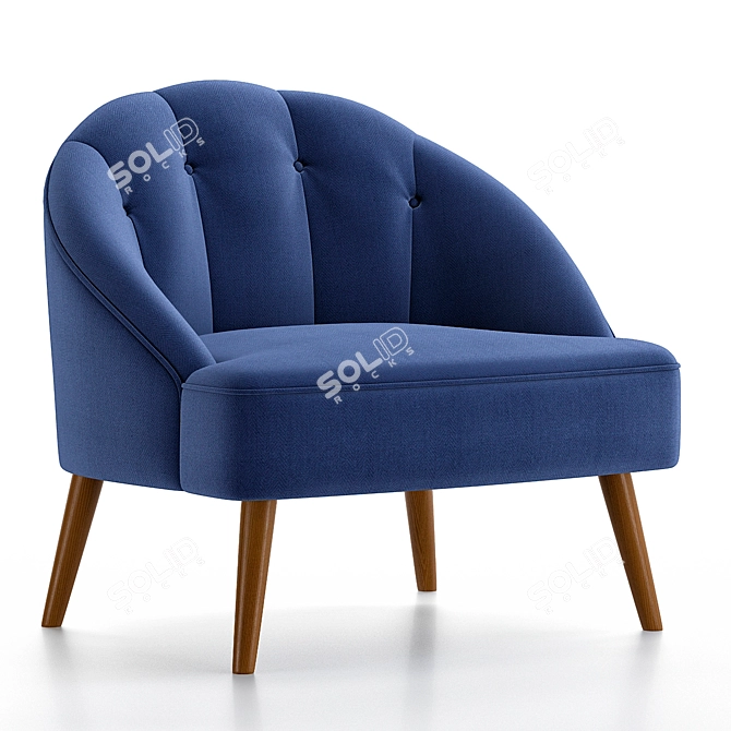 Modern Velvet Armchair 3D Model 3D model image 2