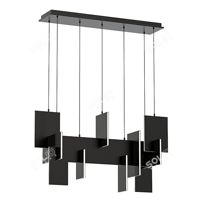 Modern Black LED Chandelier 3D model image 1