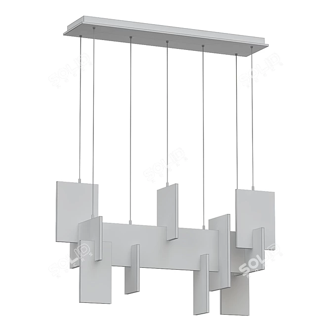 Modern Black LED Chandelier 3D model image 2