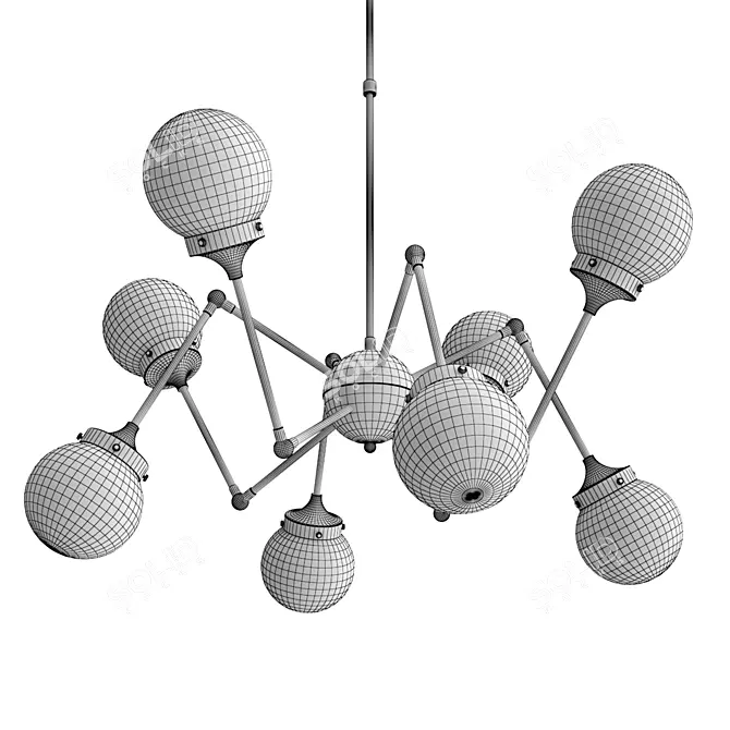 Modern Pendant Chandelier, Large Ø100cm 3D model image 3