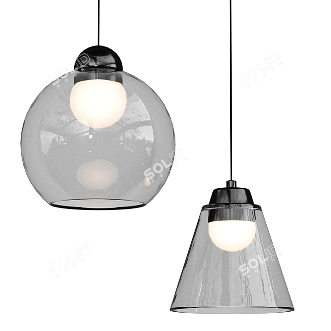Modern LED Pendant Light Duo 3D model image 1